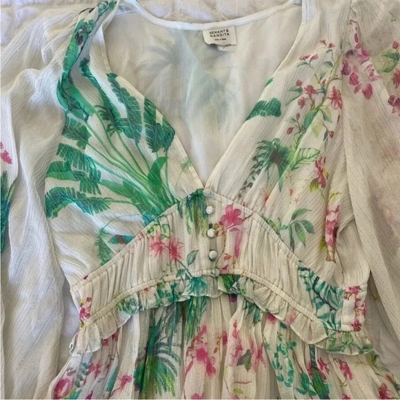 Hemant & Nandita botanical shimmer Zaina ruffle tiered mini dress - Picture 10 of 15